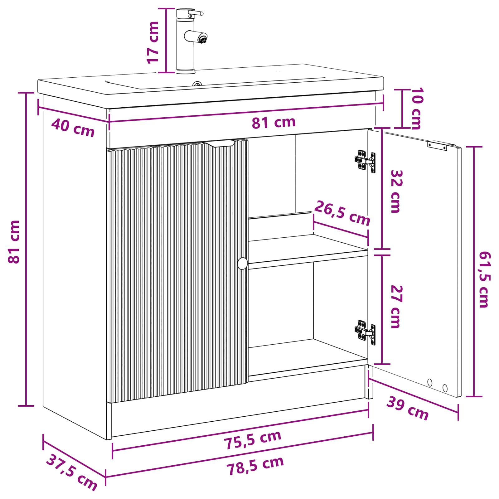 Set namještaja za kupaonicu Betonska siva 78,5 x 37,5 x 81 cm