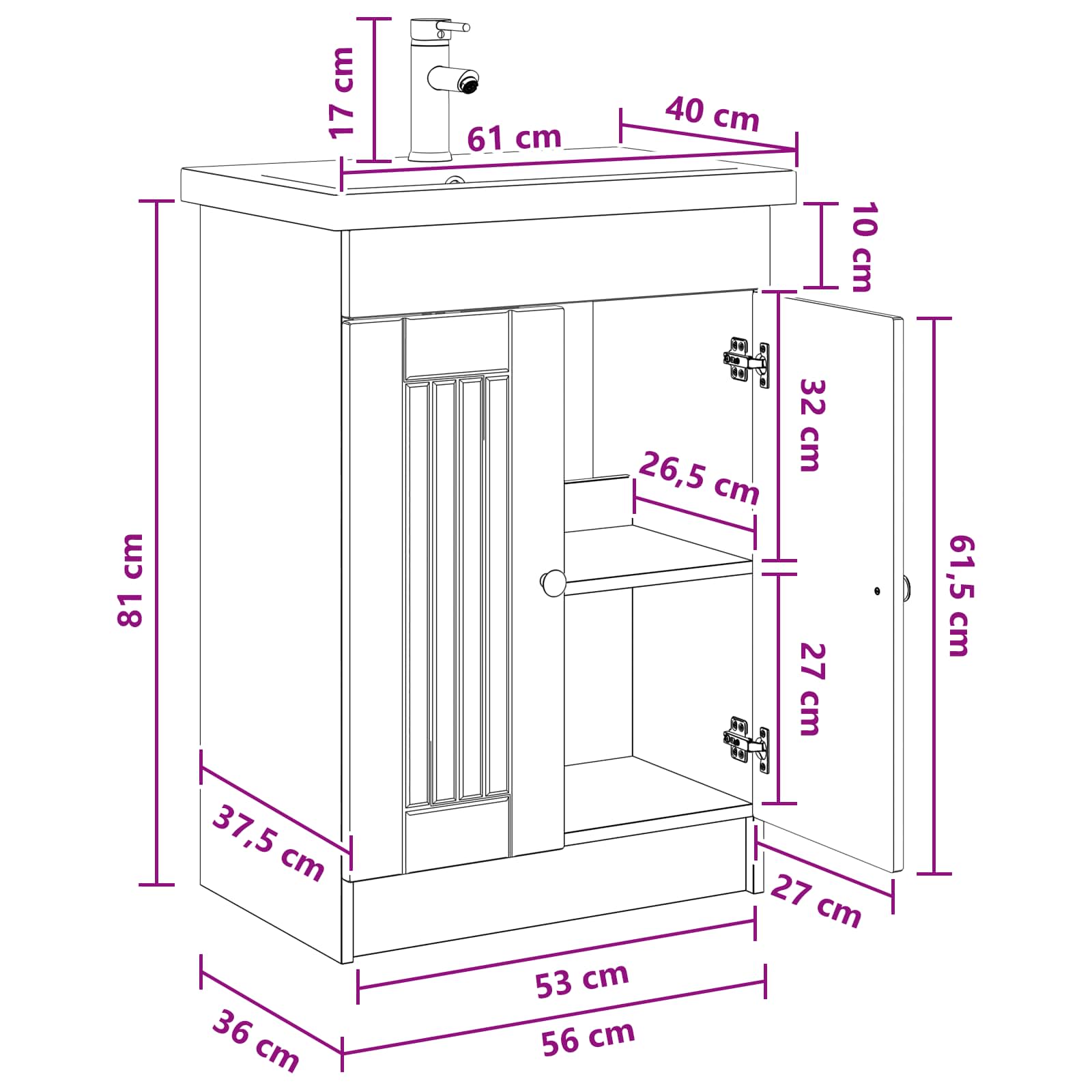Set namještaja za kupaonicu Betonska siva 56 x 37,5 x 81 cm