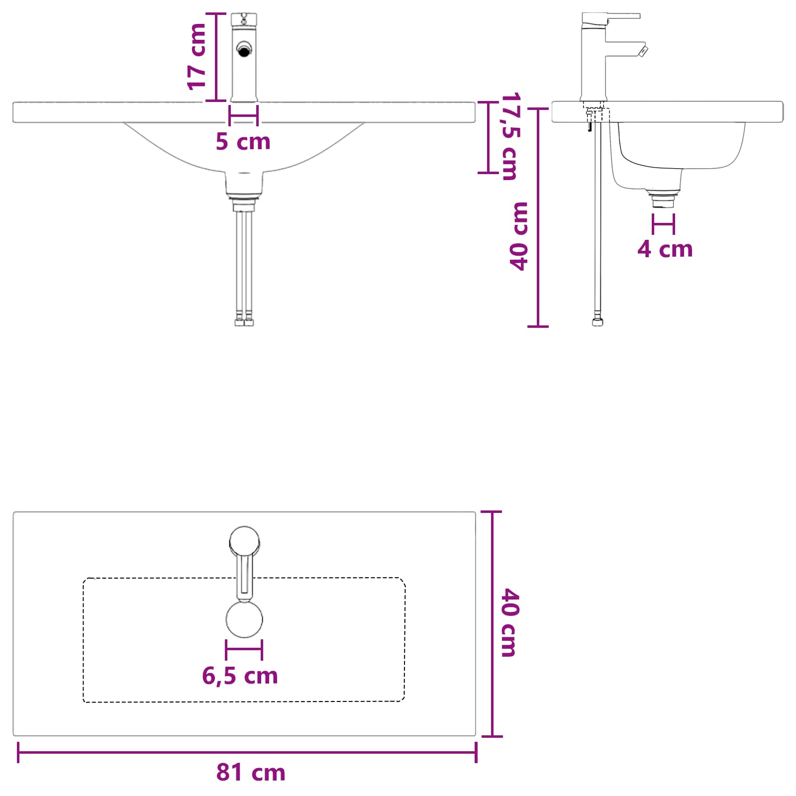 Set namještaja za kupaonicu Staro drvo 78,5 x 37,5 x 81 cm