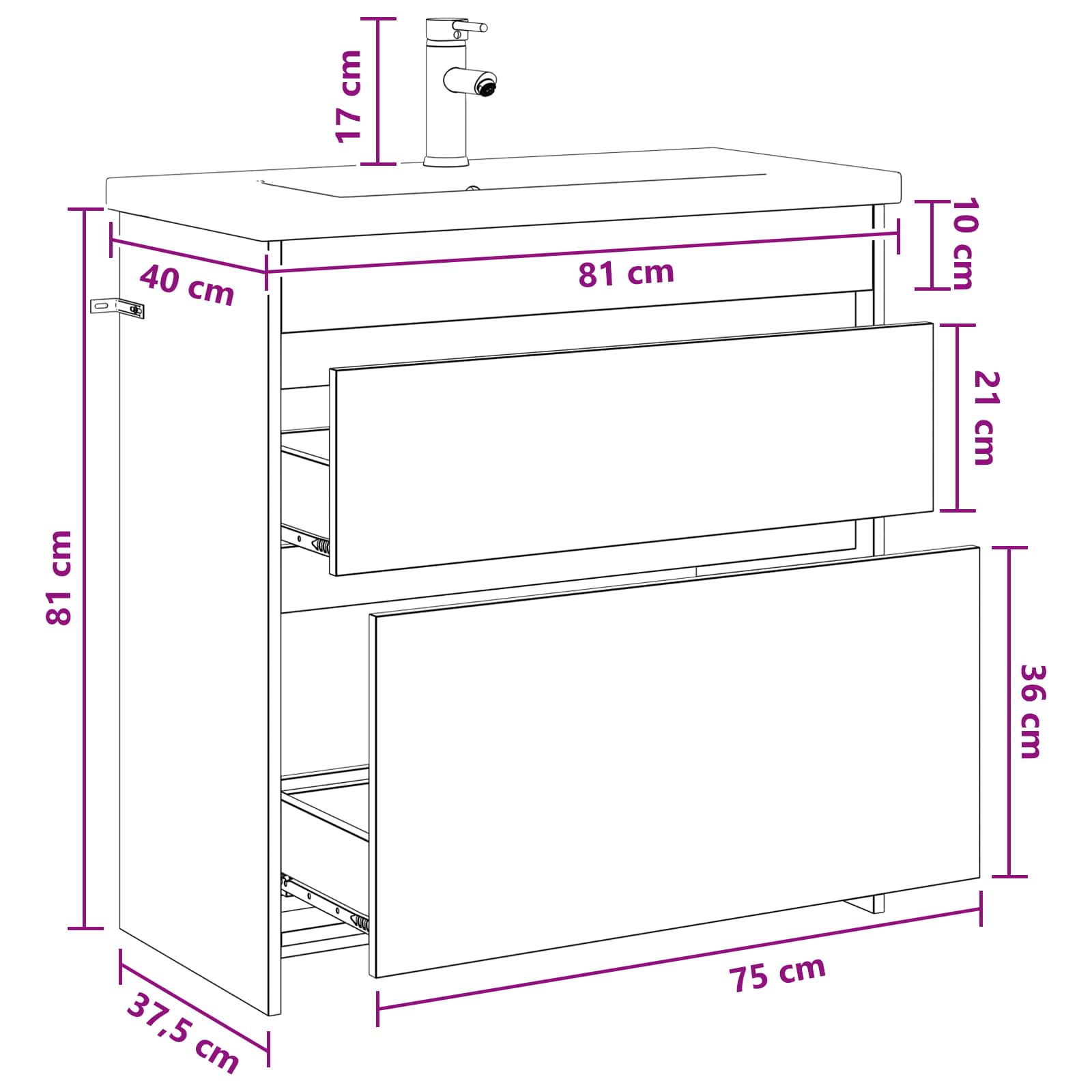 Set namještaja za kupaonicu Staro drvo 81 x 40 x 84,5 cm