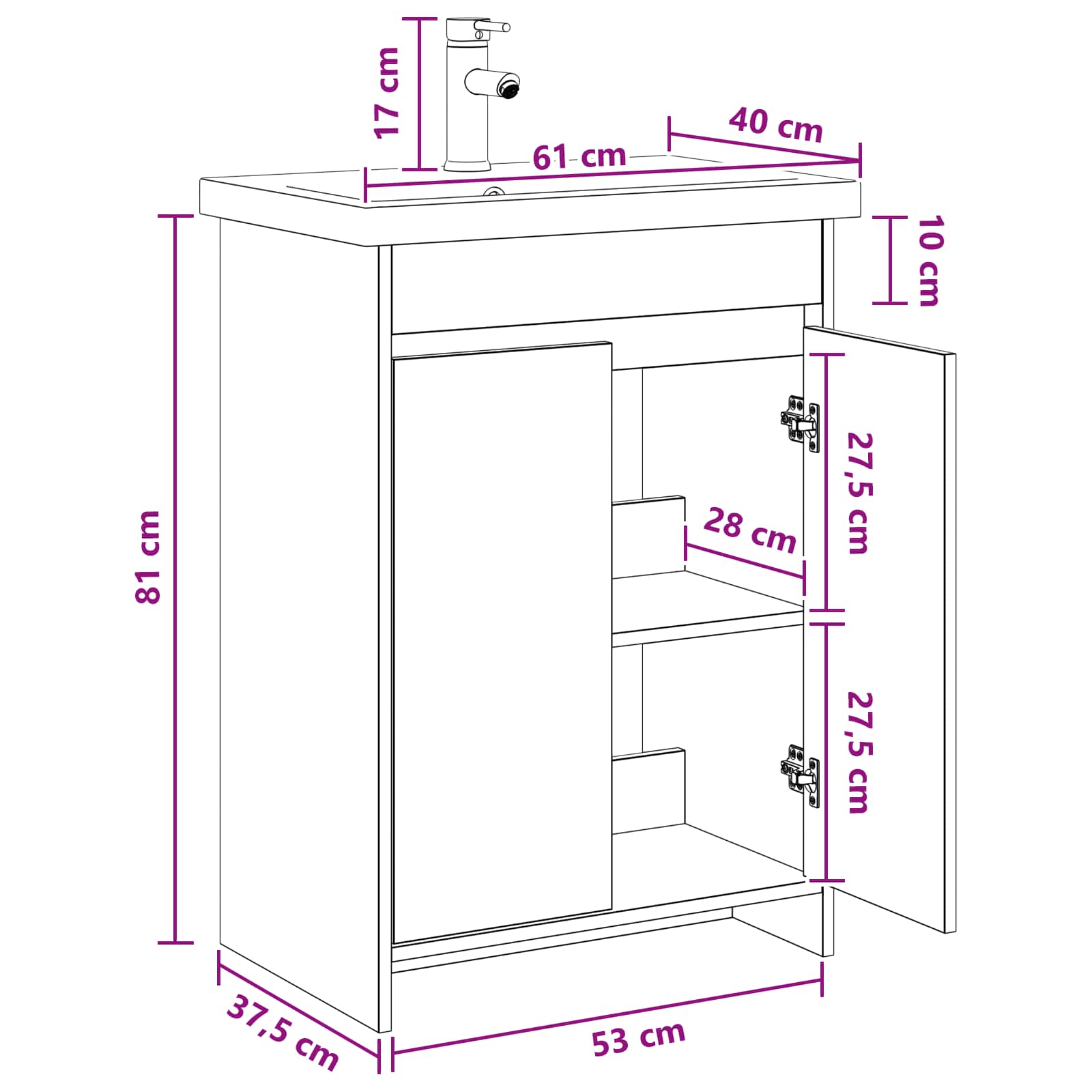 Set namještaja za kupaonicu Siva Sonoma 61 x 40 x 84,5 cm