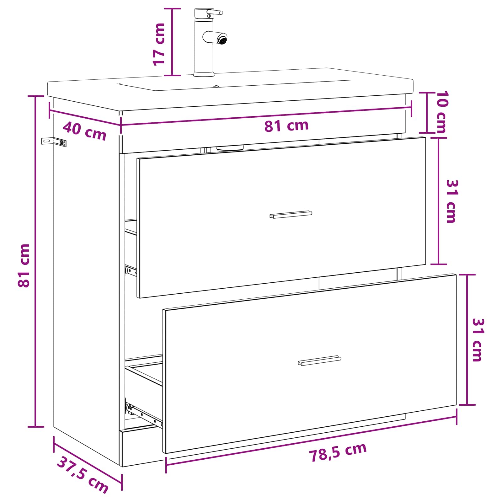 Set namještaja za kupaonicu Betonska siva 81 x 40 x 84,5 cm
