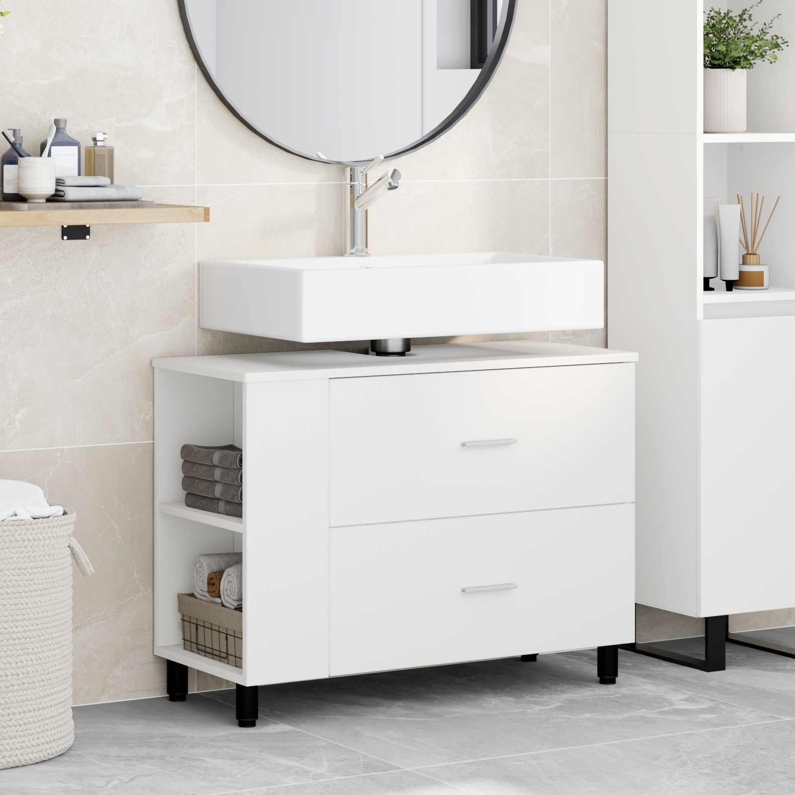 Toaletna jedinica Bijela 80 x 35 x 60 cm Konstruirano drvo
