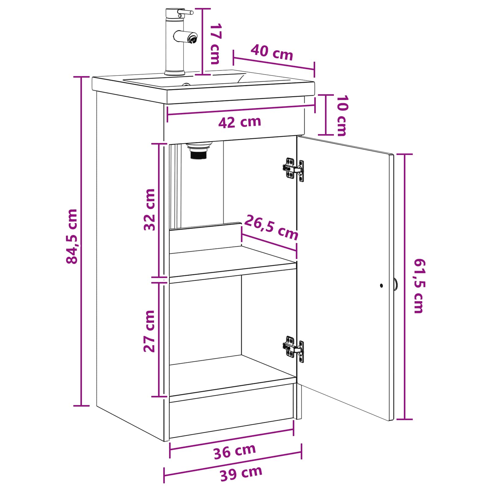 Kupaonski umivaonik s sudoperom Hrast sonoma 42 x 40 x 84,5 cm