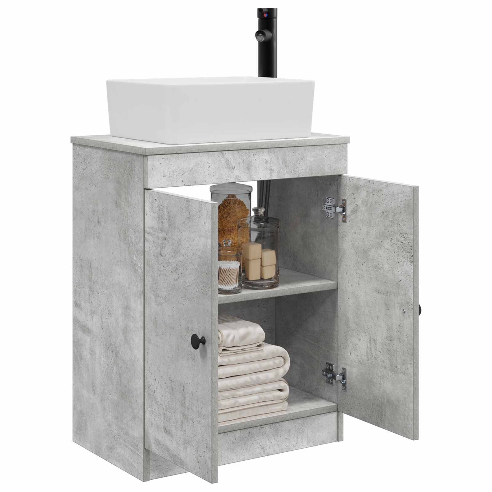 Kupaonski umivaonik s sudoperom Betonska siva 54 x 35 x 83 cm