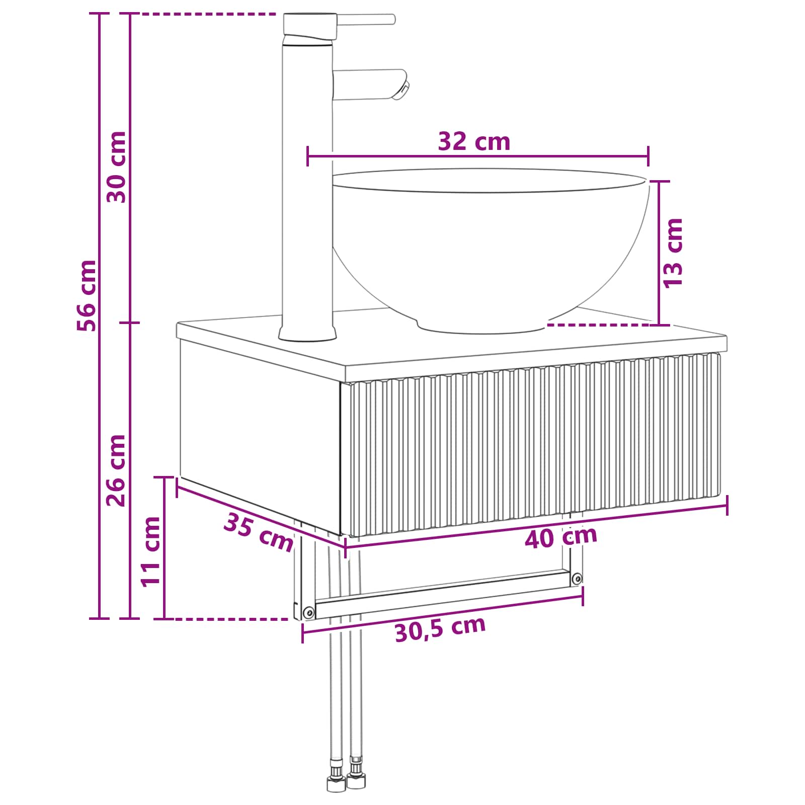 Zidni sudoper Siva Sonoma 40 x 35 x 39 cm Konstruirano drvo
