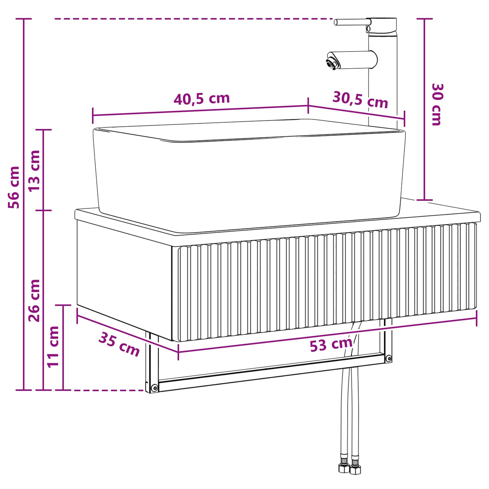 Zidni sudoper Betonska siva 53 x 35 x 39 cm Konstruirano drvo