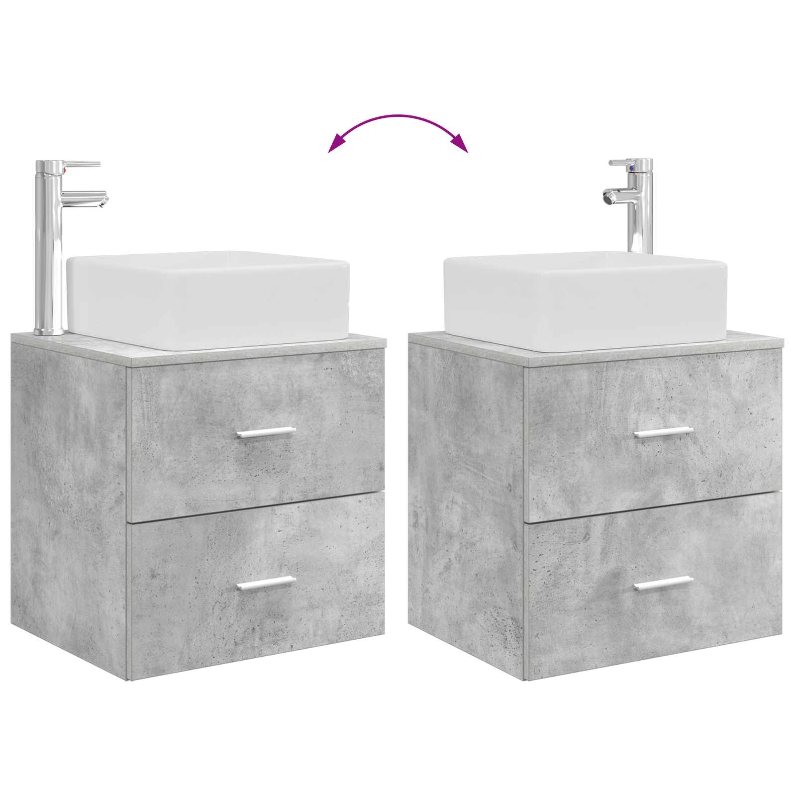 Umivaonik s policom Betonska siva 49,5 x 41 x 63 cm