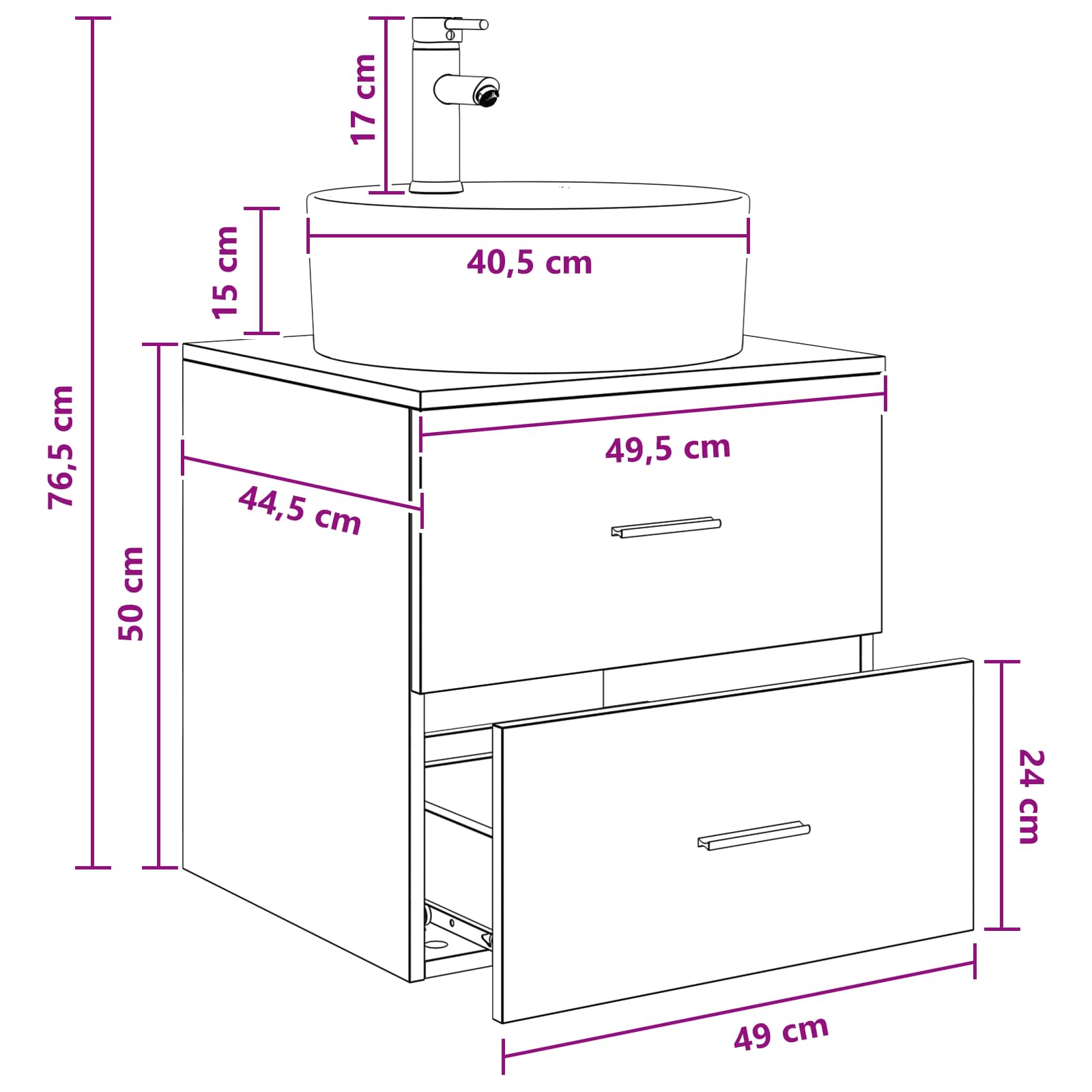 Umivaonik s policom Bijela 49,5 x 44,5 x 65 cm