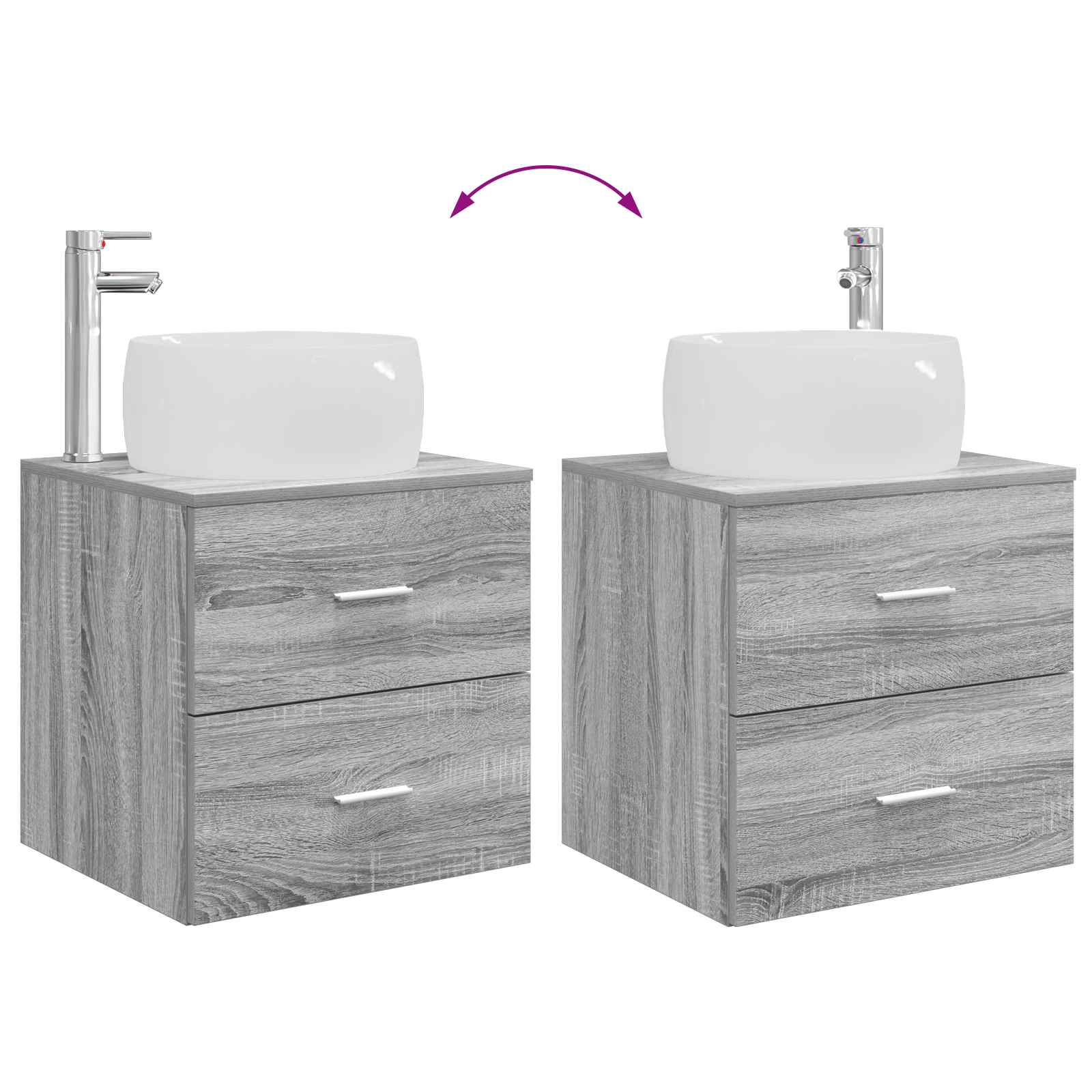 Umivaonik s policom Siva Sonoma 49,5 x 44,5 x 66 cm