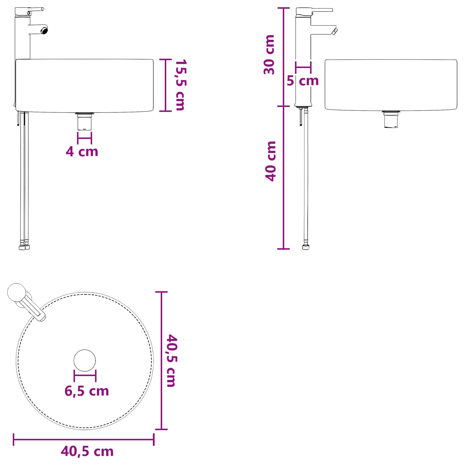 Umivaonik s policom Dimljeni hrast 49,5 x 44,5 x 65,5 cm