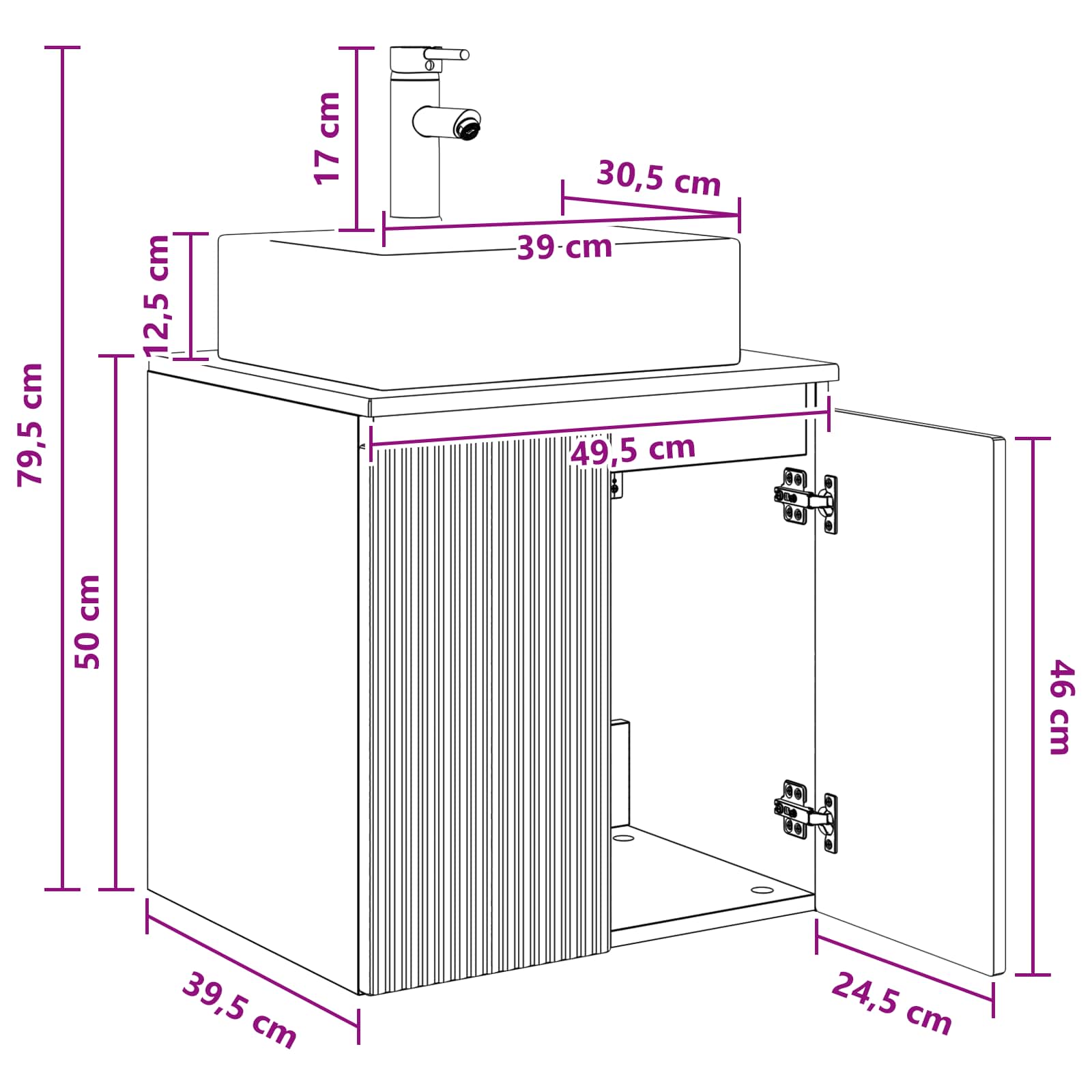 Umivaonik s policom Hrast sonoma 49,5 x 41 x 62,5 cm