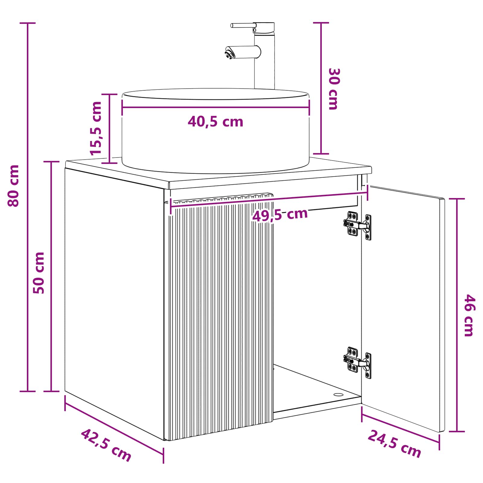 Umivaonik s policom za zid Hrast sonoma 49,5 x 44,5 x 65,5 cm