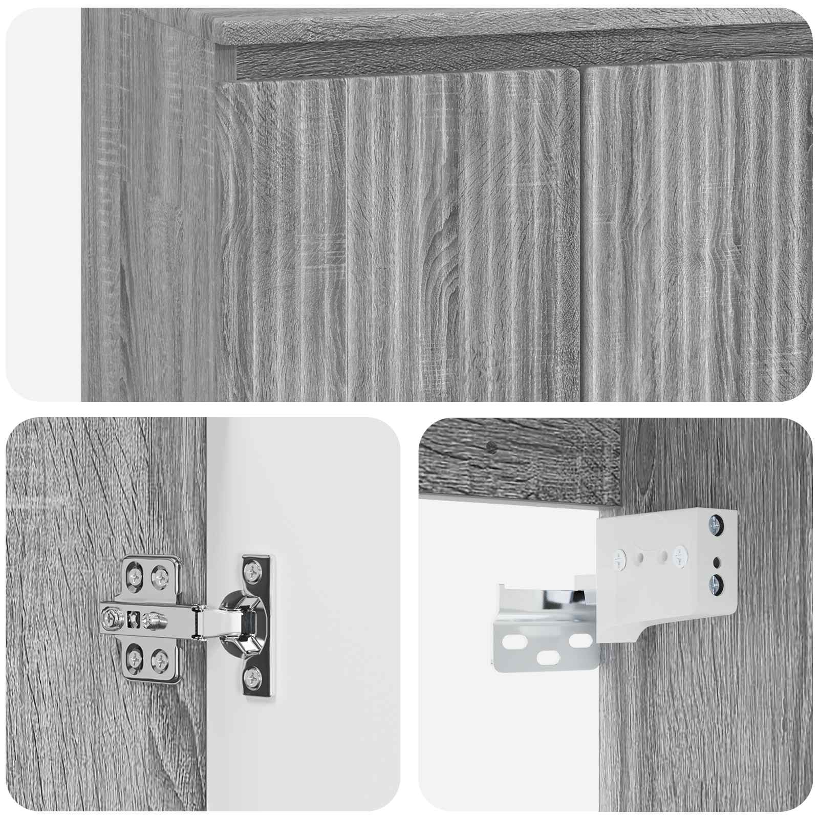 Umivaonik s policom za zid Siva Sonoma 49,5 x 44,5 x 65,5 cm