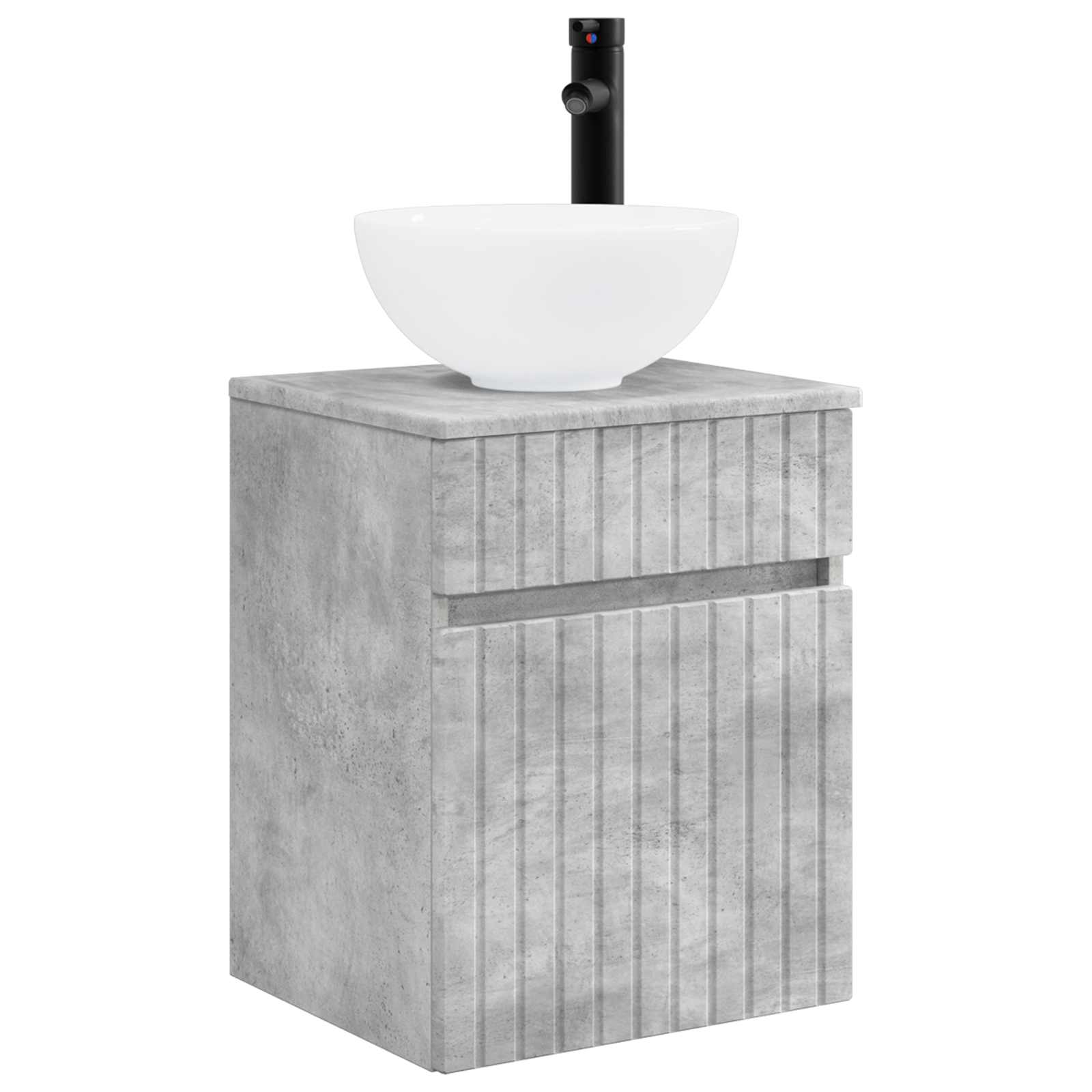 Umivaonik s policom za zid Betonska siva 39 x 35 x 63 cm