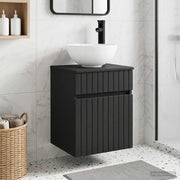 Umivaonik s policom za zid Crna 39 x 41 x 64,5 cm