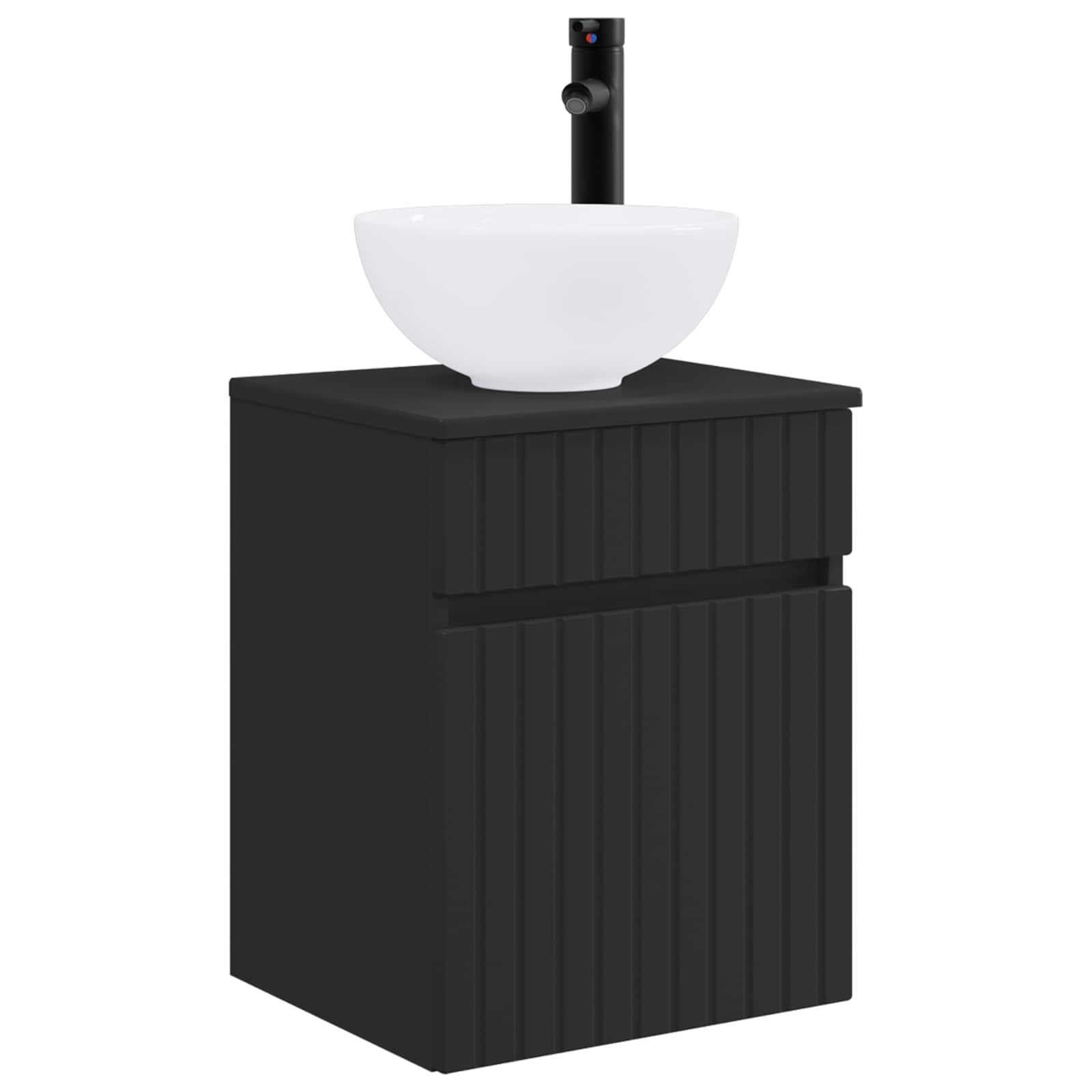 Umivaonik s policom za zid Crna 39 x 41 x 64,5 cm