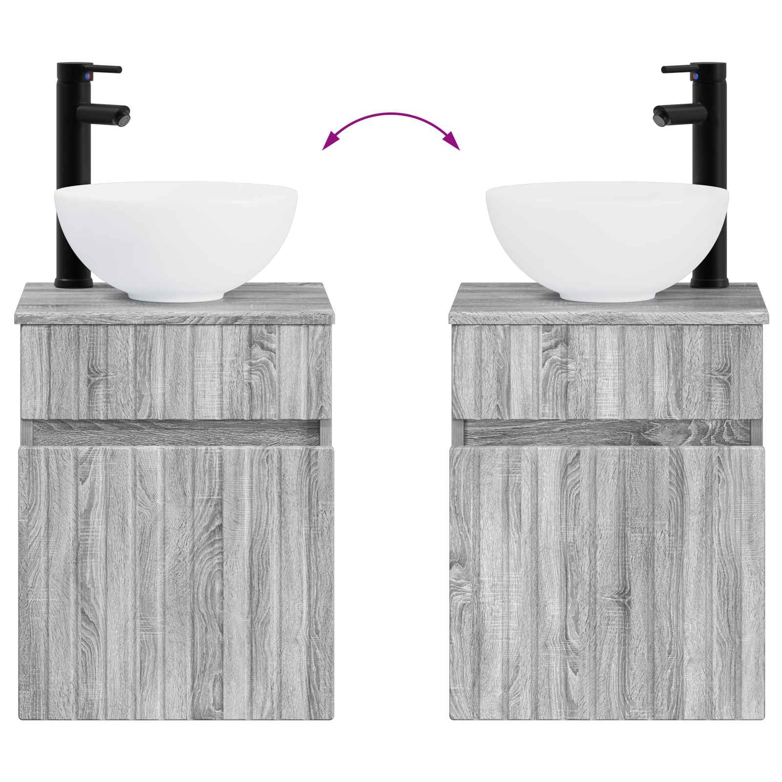Umivaonik s policom za zid Siva Sonoma 39 x 41 x 64,5 cm