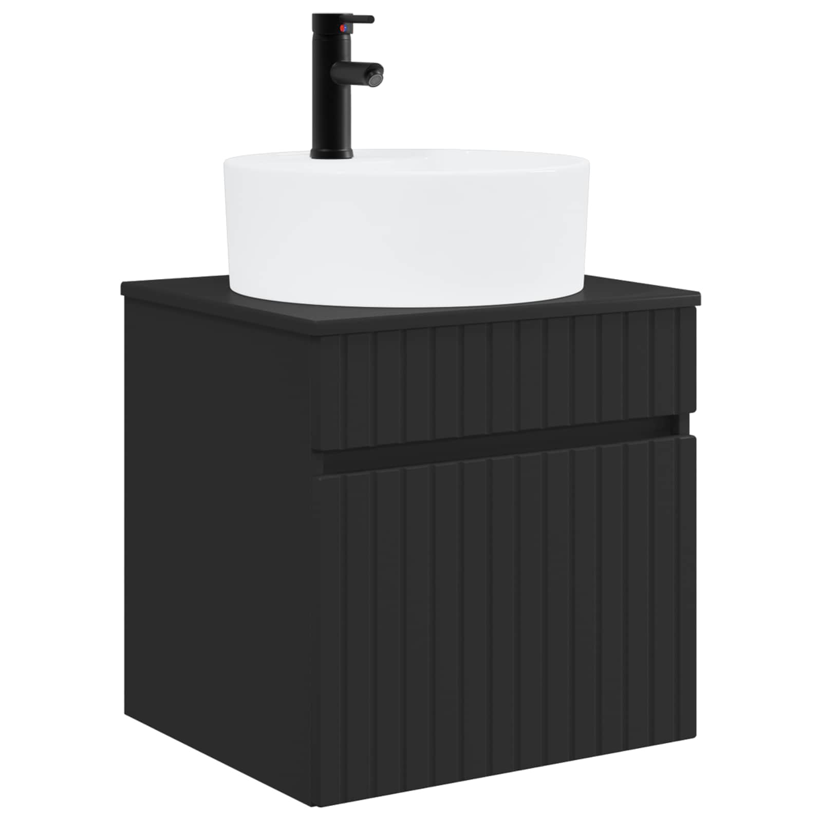 Umivaonik s policom za zid Crna 49 x 44,5 x 65 cm