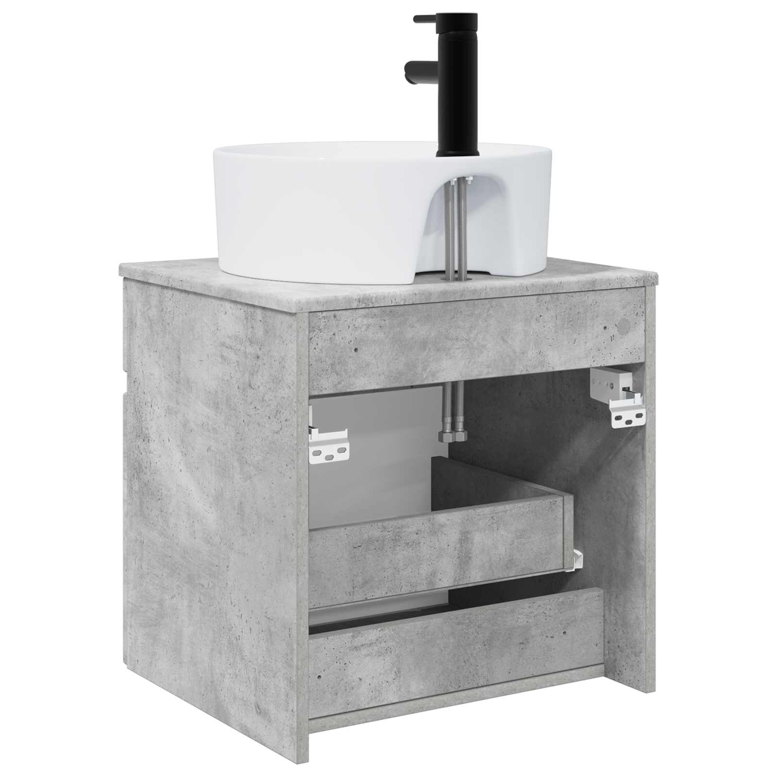 Umivaonik s policom za zid Betonska siva 49 x 44,5 x 65 cm