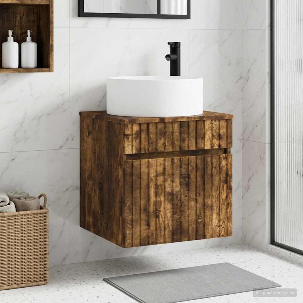 Umivaonik s policom za zid Dimljeni hrast 49 x 44,5 x 65,5 cm