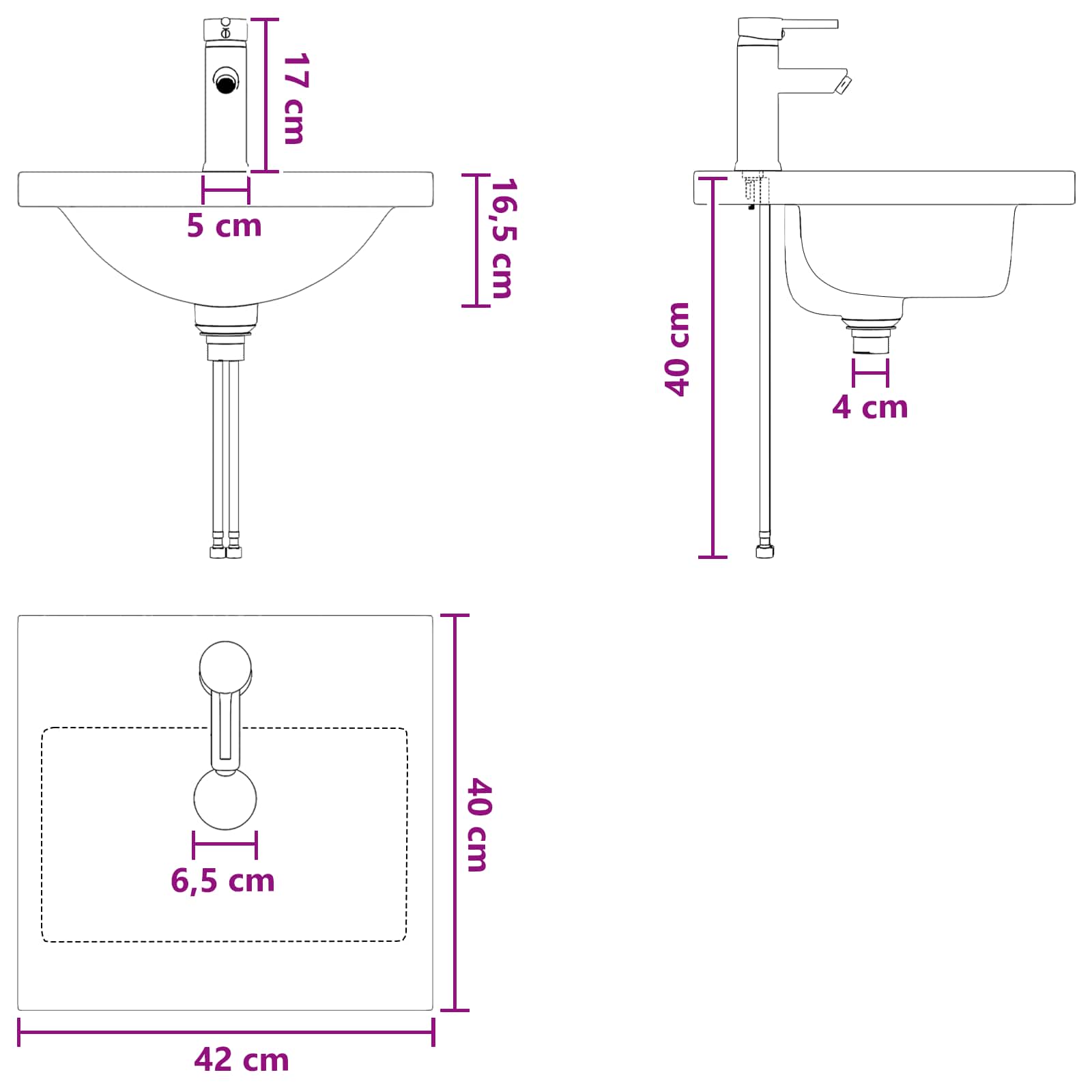 Kupaonski umivaonik s sudoperom Betonska siva 42 x 40 x 84,5 cm