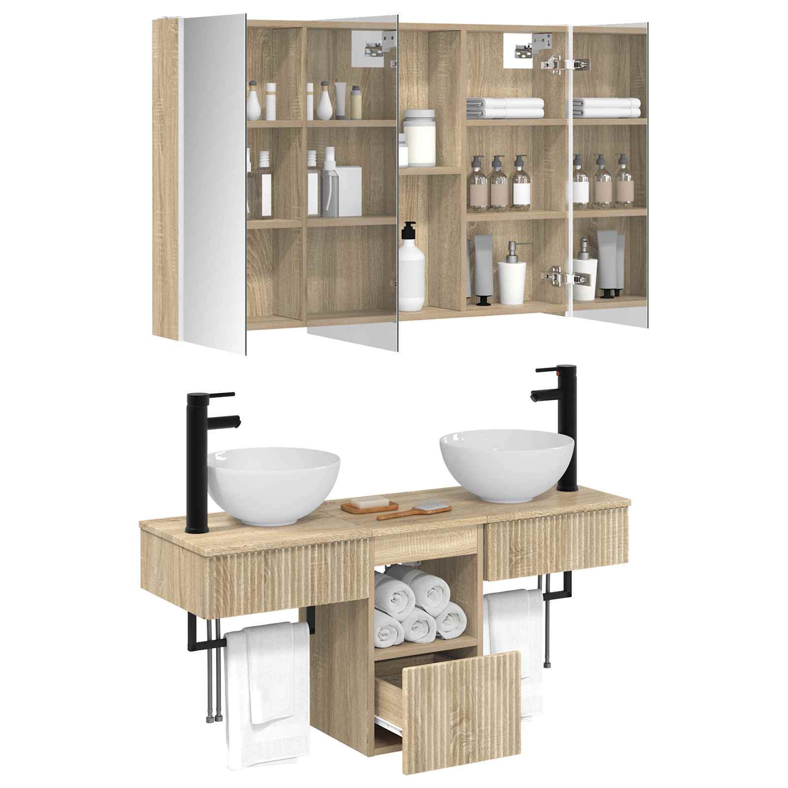 Set ormarića za kupaonicu 4 pcs Hrast sonoma