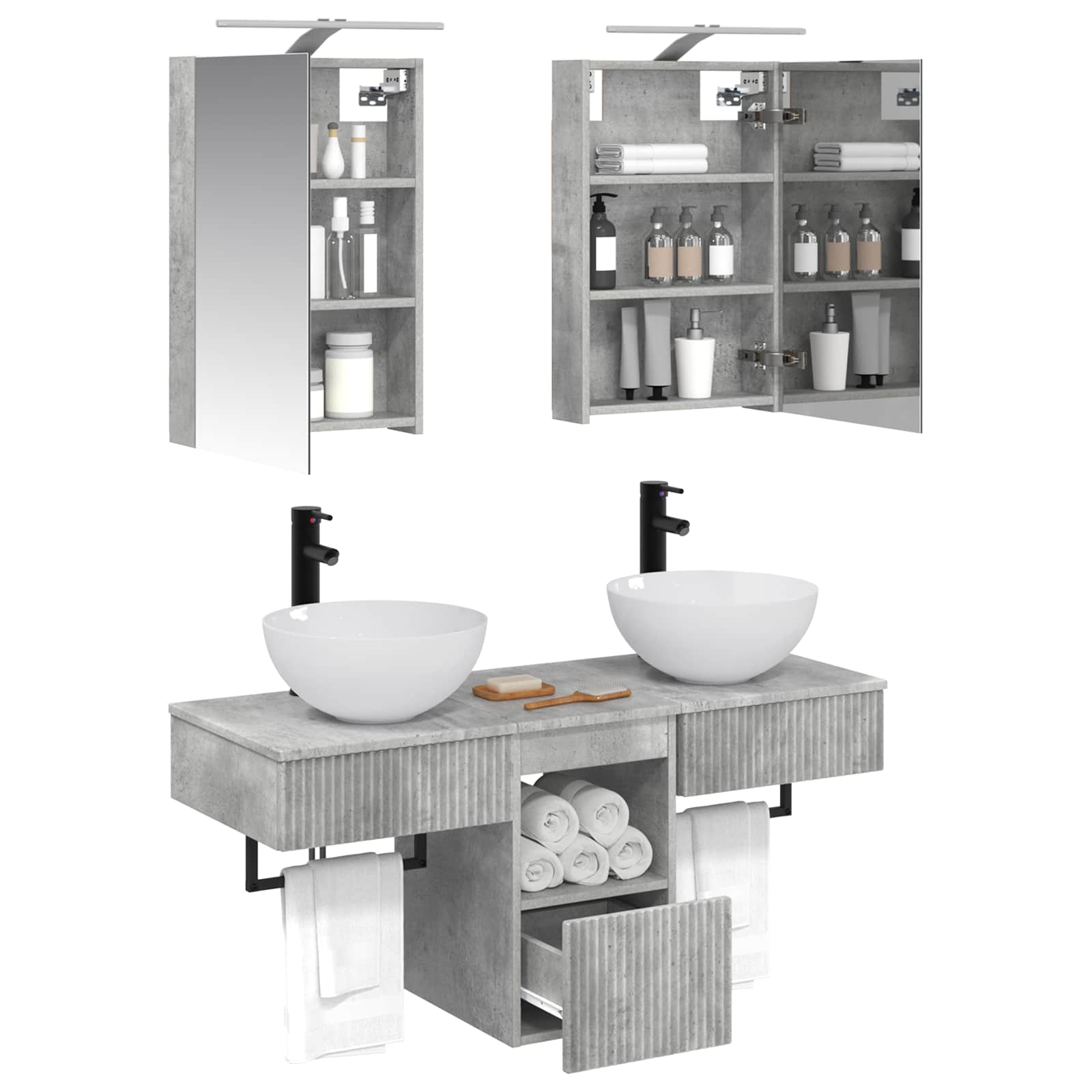 Set ormarića za kupaonicu 5 pcs Betonska siva
