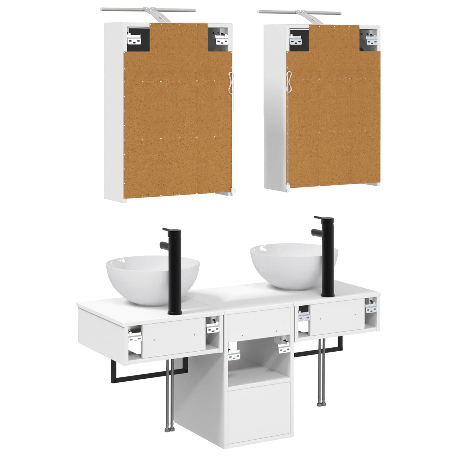 Set ormarića za kupaonicu 5 pcs Bijela 43 x 16 x 62,5 cm