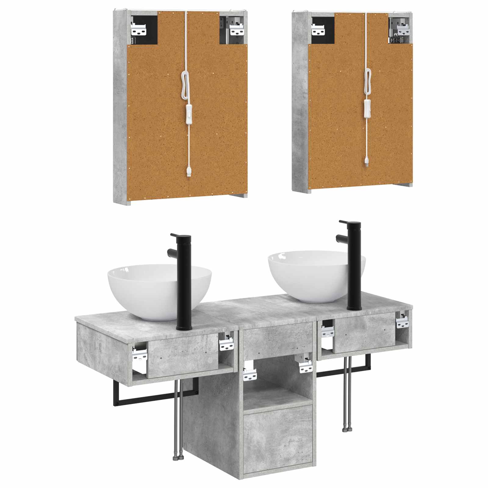 Set ormarića za kupaonicu 5 pcs Betonska siva