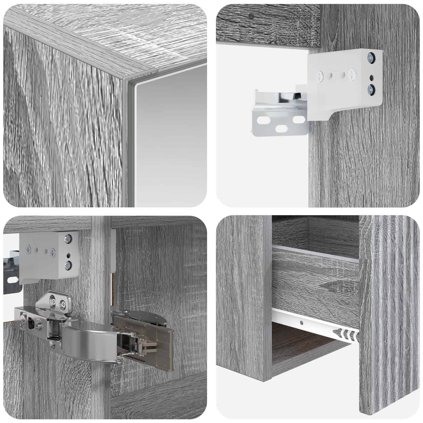Set ormarića za kupaonicu 4 pcs Siva Sonoma 100 x 14,5 x 70 cm