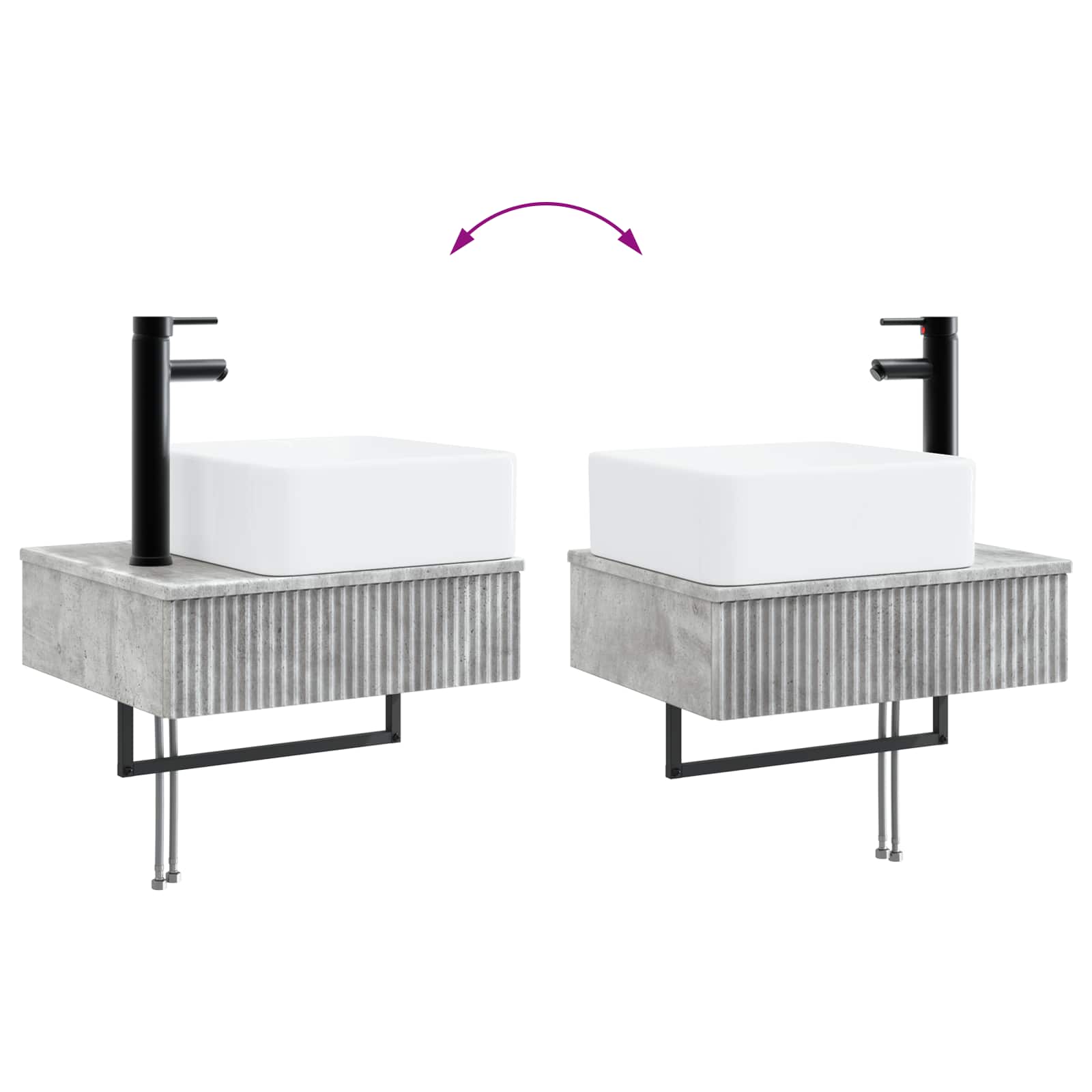 Set ormarića za kupaonicu 5 pcs Betonska siva 53 x 15,5 x 70 cm