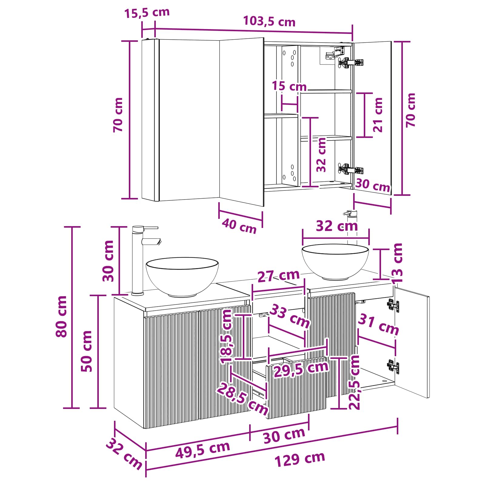 Set ormarića za kupaonicu 4 pcs Hrast sonoma