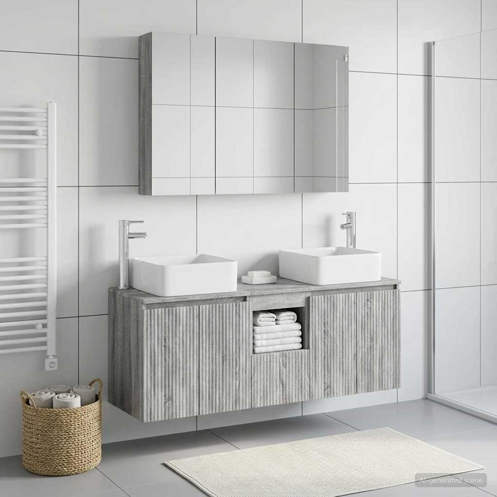 Set ormarića za kupaonicu 4 pcs Siva Sonoma 100 x 14,5 x 70 cm