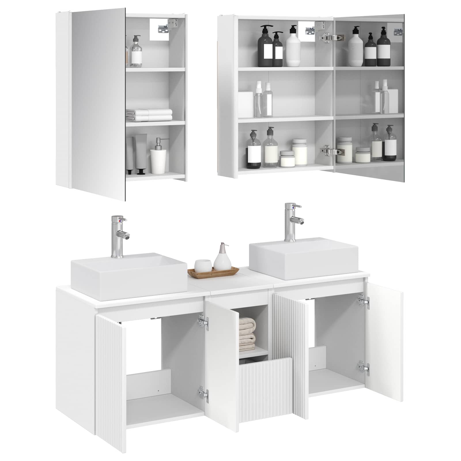 Set ormarića za kupaonicu 5 pcs Bijela Konstruirano drvo