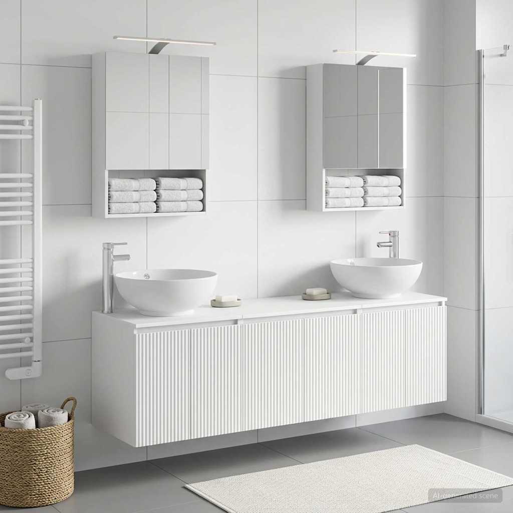 Set ormarića za kupaonicu 5 pcs Bijela Konstruirano drvo