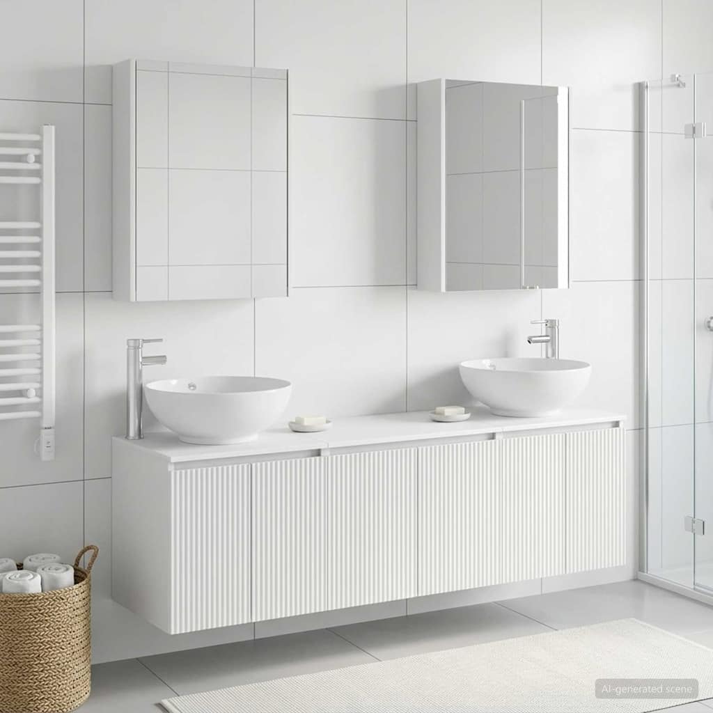 Set ormarića za kupaonicu 5 pcs Bijela Konstruirano drvo
