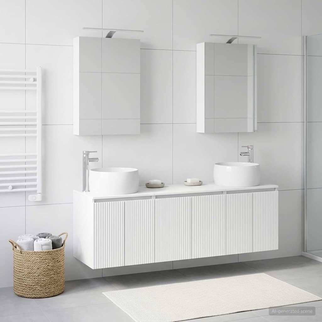 Set ormarića za kupaonicu 5 pcs Bijela Konstruirano drvo
