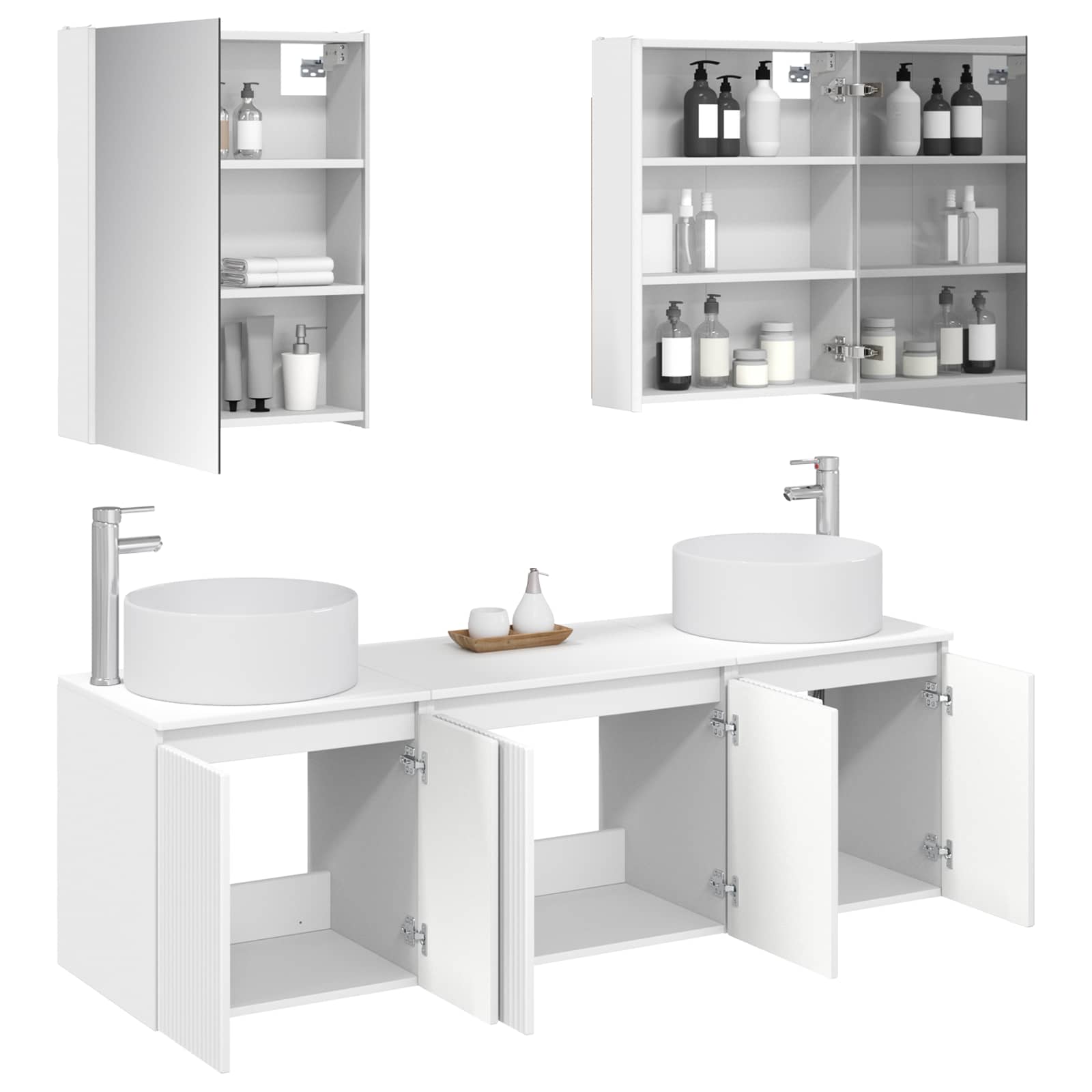Set ormarića za kupaonicu 5 pcs Bijela Konstruirano drvo