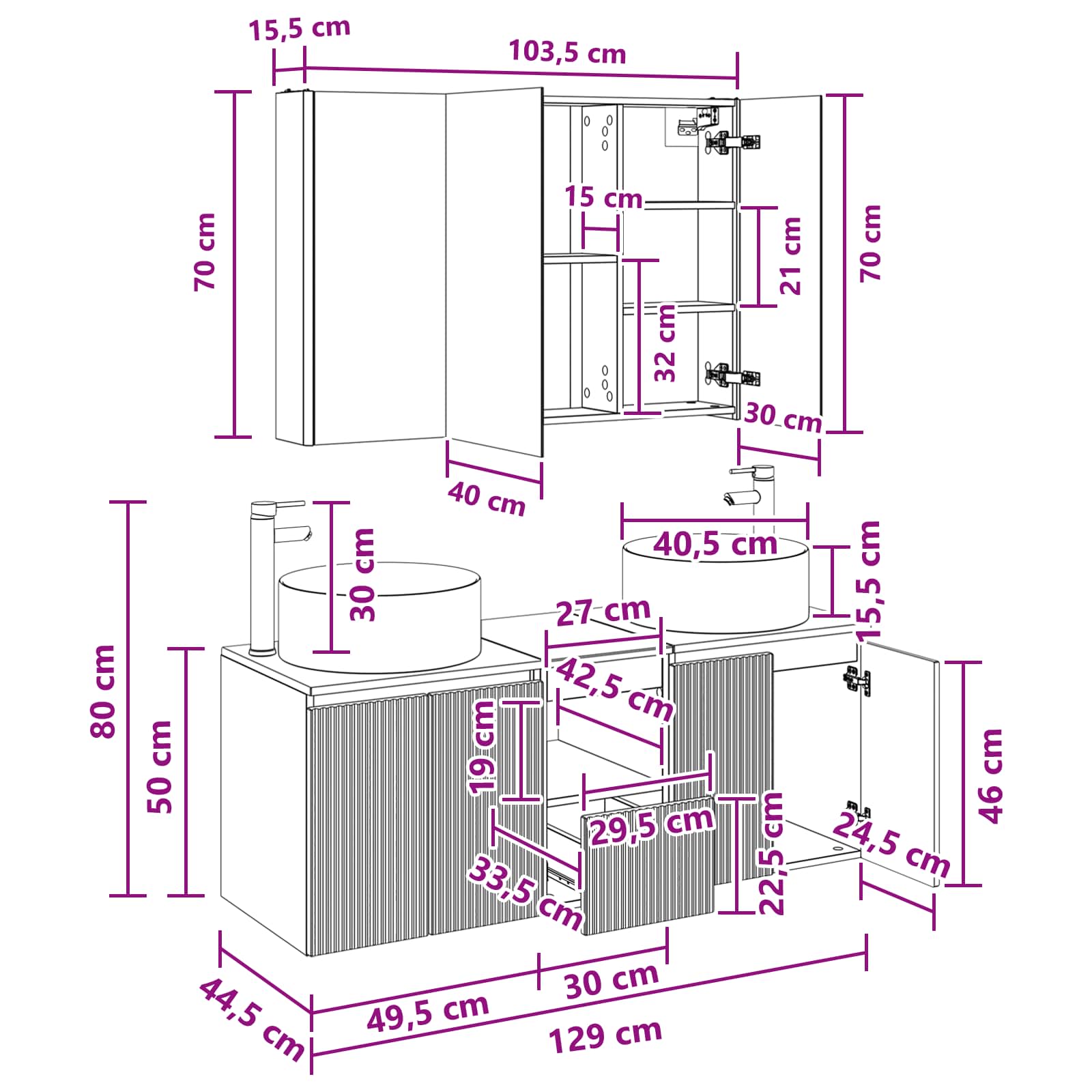 Set ormarića za kupaonicu 4 pcs Hrast sonoma