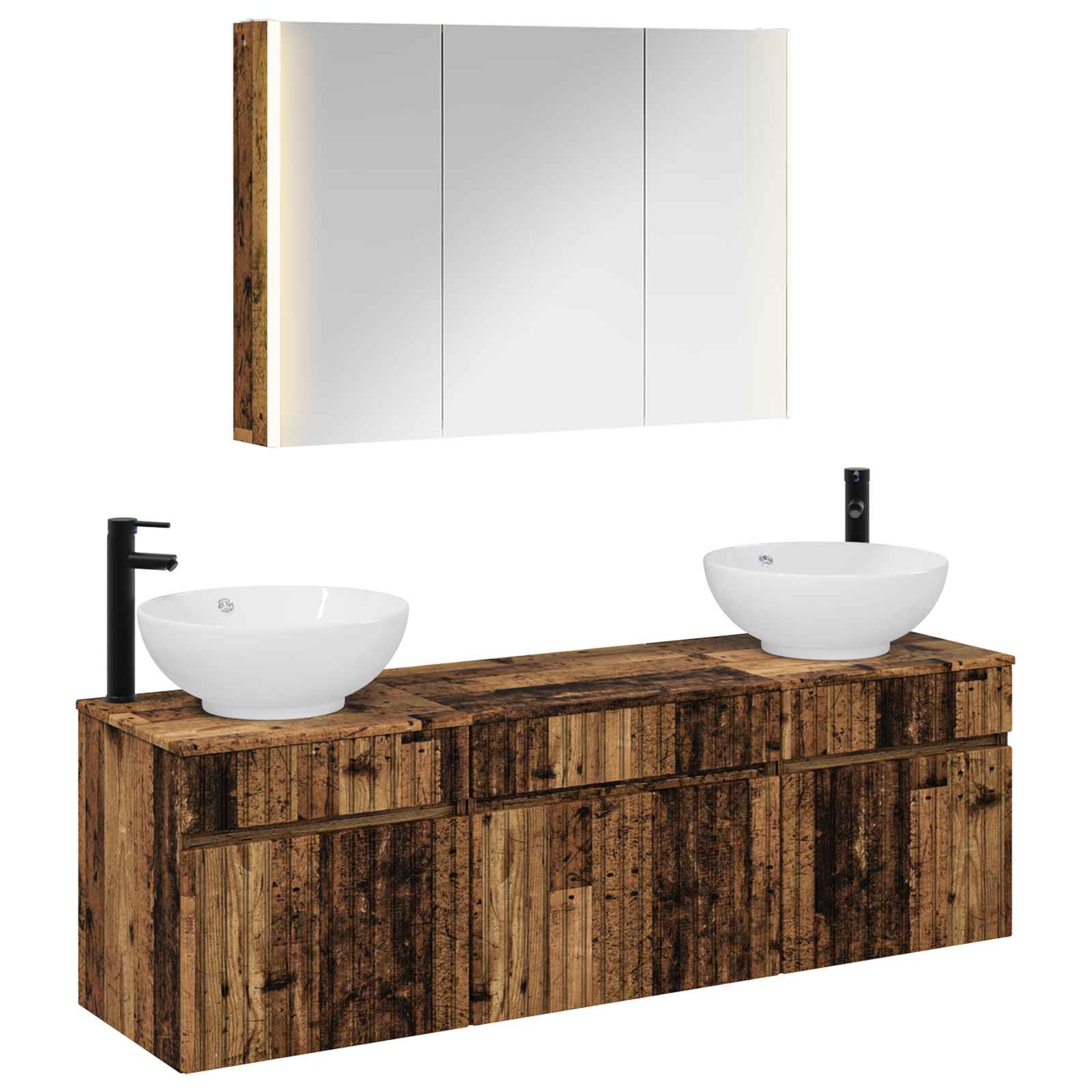 Set ormarića za kupaonicu 4 pcs Staro drvo 103,5 x 15,5 x 70 cm