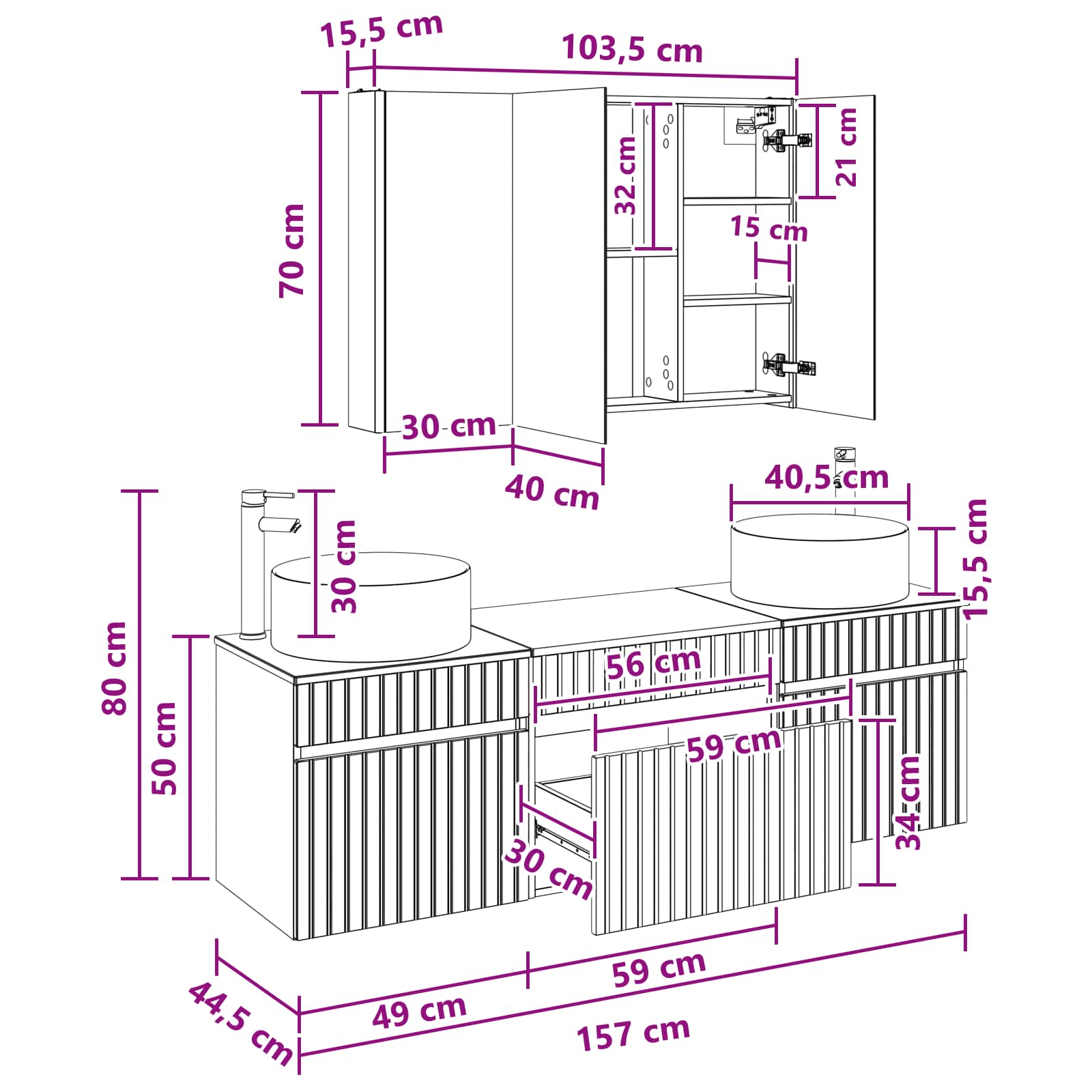 Set ormarića za kupaonicu 4 pcs Hrast sonoma