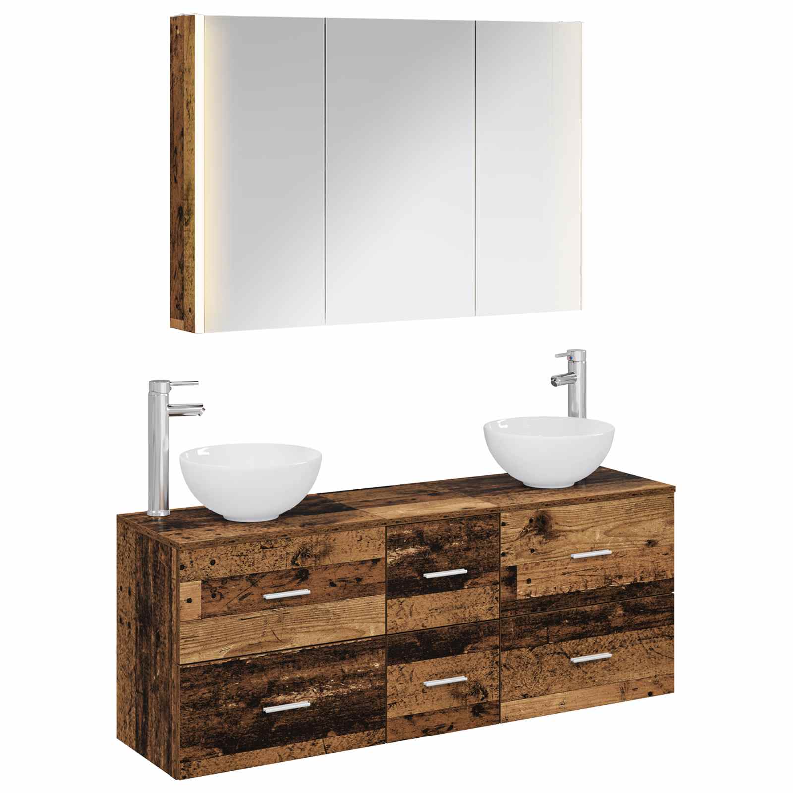 Set namještaja za kupaonicu 4 pcs Staro drvo