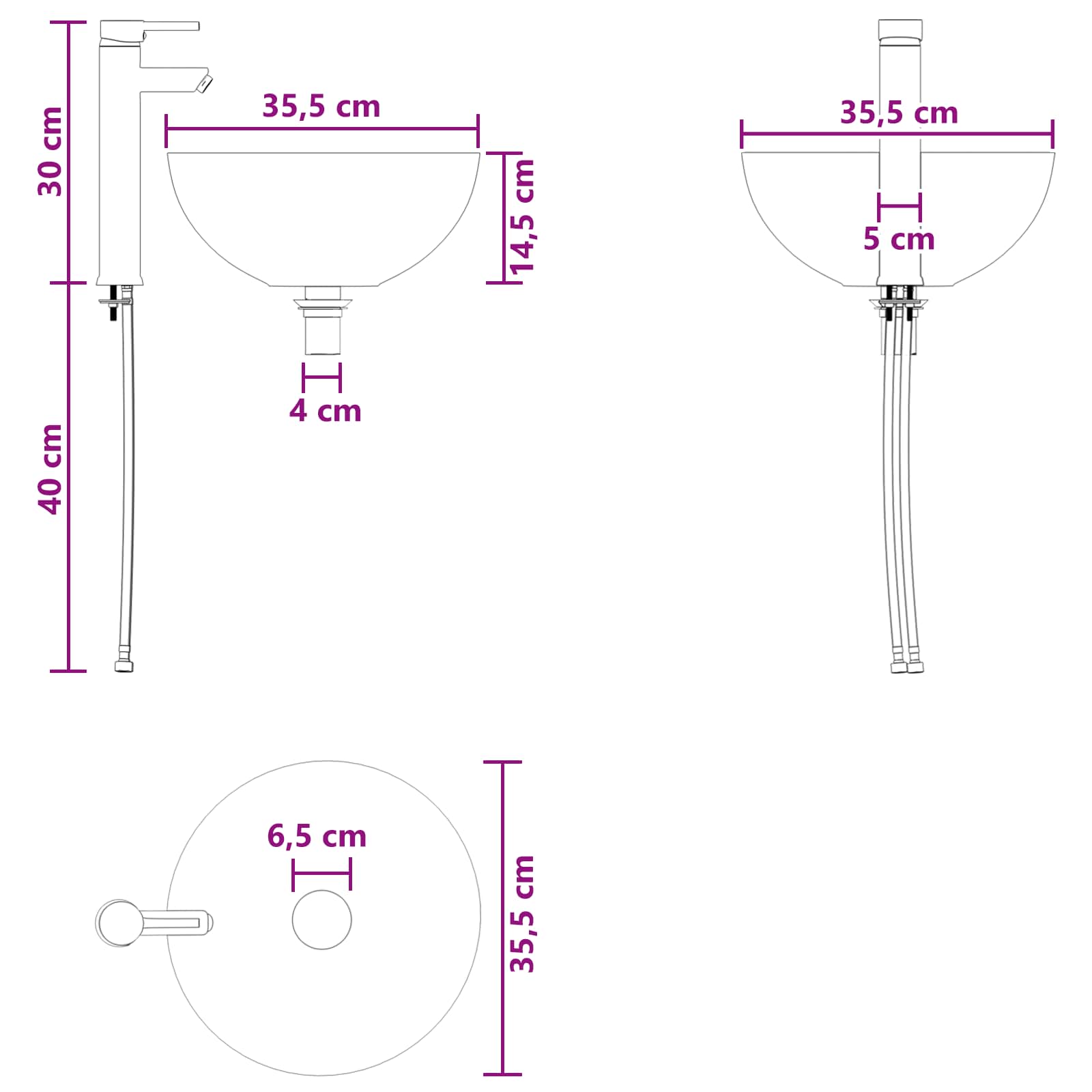 Set namještaja za kupaonicu 4 pcs Staro drvo