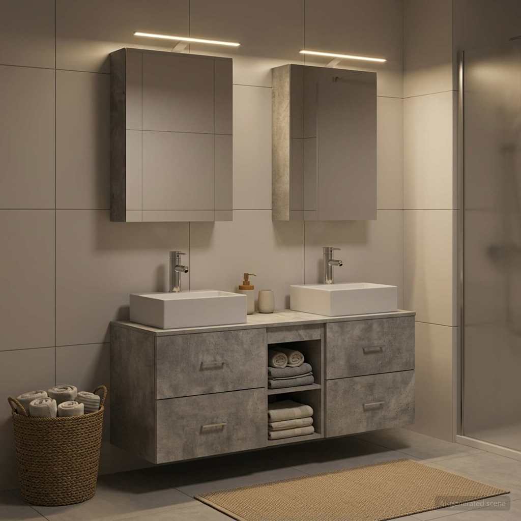 Set namještaja za kupaonicu 5 pcs Betonska siva