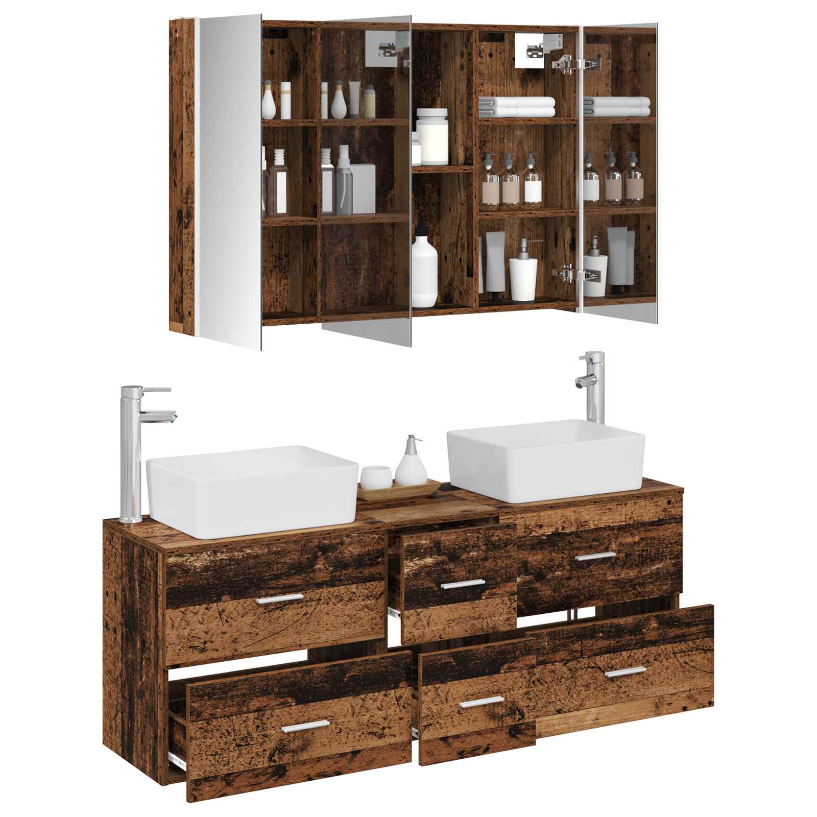 Set namještaja za kupaonicu 4 pcs Staro drvo