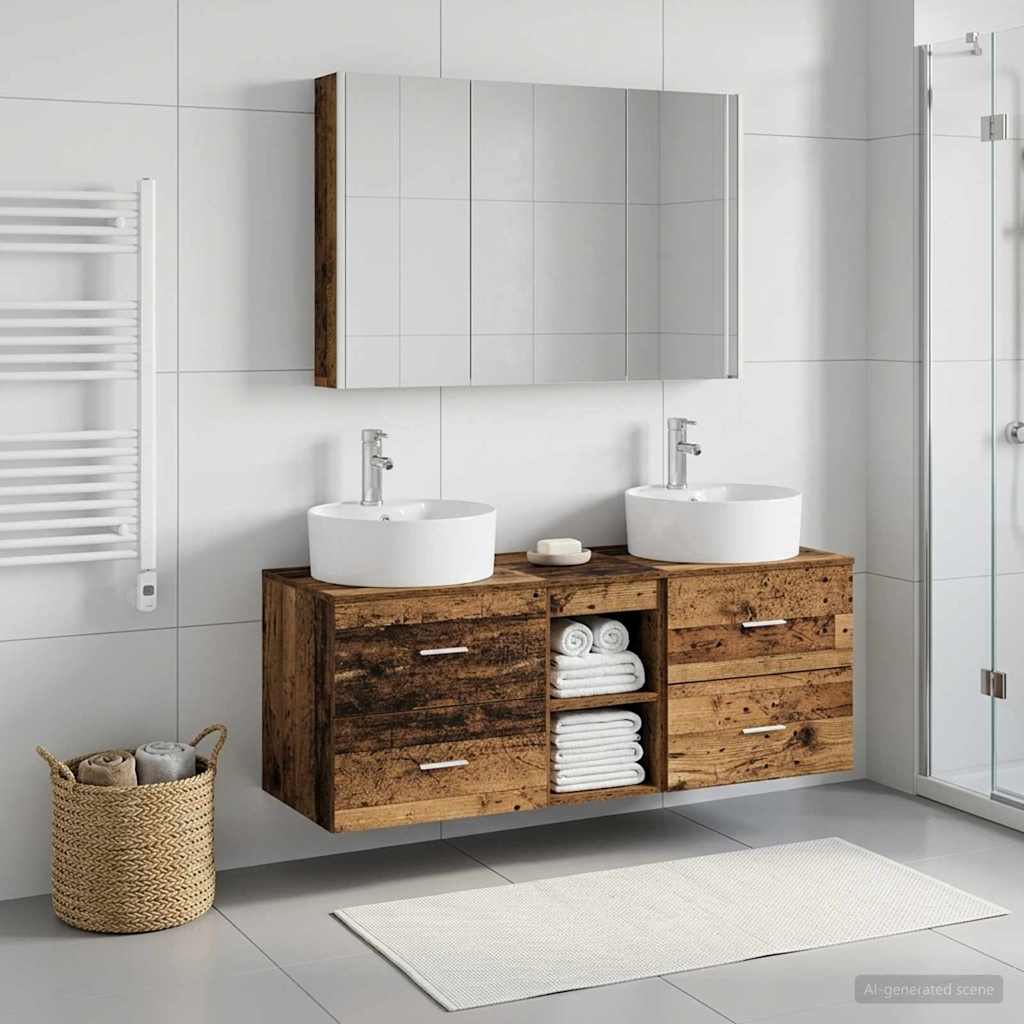 Set namještaja za kupaonicu 4 pcs Staro drvo