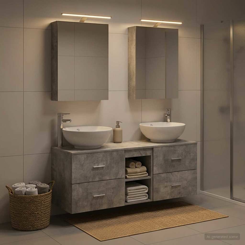 Set namještaja za kupaonicu 5 pcs Betonska siva