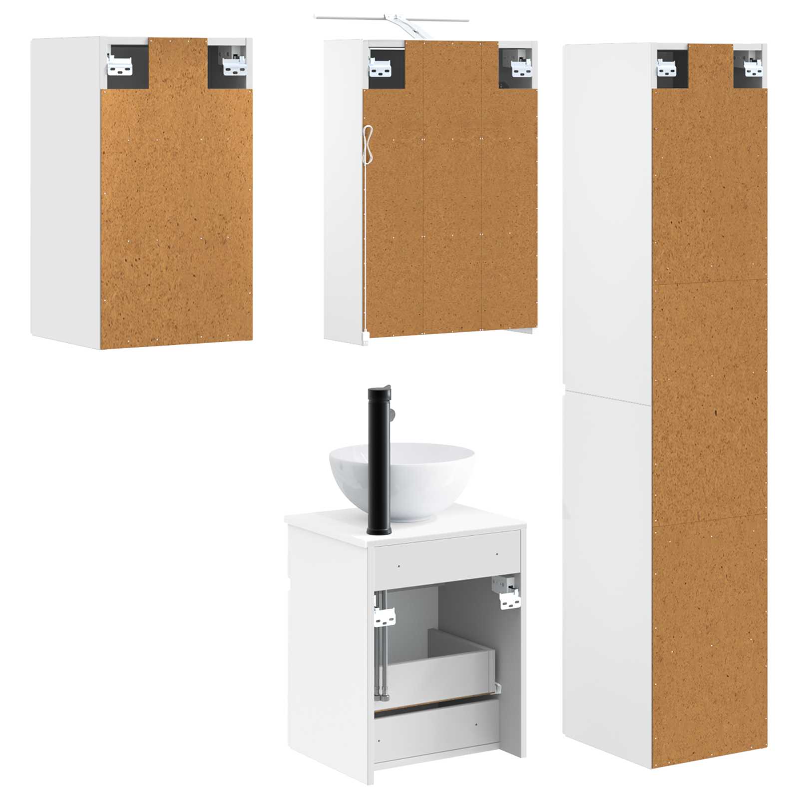 Set ormarića za kupaonicu 5 pcs Bijela 43 x 16 x 62,5 cm