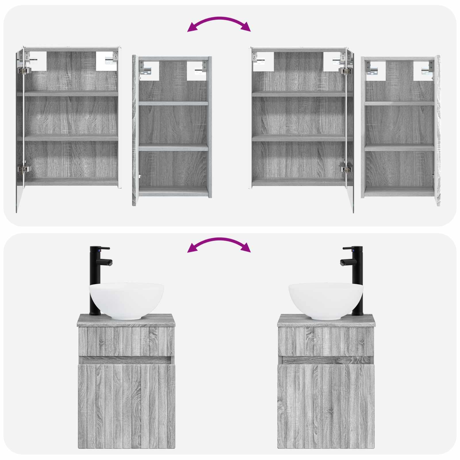 Set ormarića za kupaonicu 5 pcs Siva Sonoma 43 x 11,5 x 60,5 cm